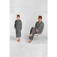 Lazy Linen Women's Pure Washed Linen Pyjama & Bathrobe in Charcoal | Size: Medium