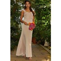 Chi Chi London Women's Sweetheart Pleated Bodice Maxi Dress in Pink | Size: 16