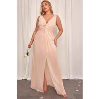 Chi Chi London Women's Plus Size Knot Detail Maxi Dress in Light Pink | Size: 26