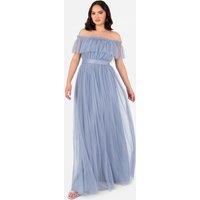 Anaya with Love Women's Bardot Maxi Dress in Duck Egg Blue | Size: 10