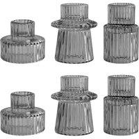 Living and Home Set of 6 Candle Holders in Black