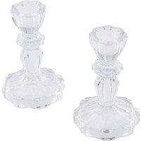 Living and Home 2 Pack Glass Candlestick Holders in Clear