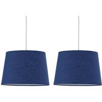 First Choice Lighting Set of 2 Navy Cotton 28cm Tapered Cylinder Pendant or Lamp Shades