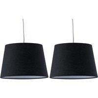 First Choice Lighting Set of 2 Black Cotton 23cm Tapered Cylinder Pendant or Lamp Shades