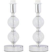 First Choice Lighting Set of 2 Chrome Two Ball Stick Table Lamp Bases Only in Silver