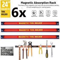 ATEK 6x Magnetic Tool Holders 60cm / 24" - Includes Removable Dividers Space-Saving & Strong Wall Mounted DIY Storage in Orange