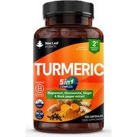 New leaf health Turmeric 5in1 Magnesium, Glucosamine, Ginger & Black Pepper 120 Caps in Orange