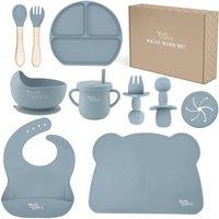Yum Yums 10-Piece Silicone Feeding Baby Weaning Set - Blue Tableware