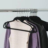 NESTLUNE 10pc Velvet Non-Slip Clothes Hangers Flocked Coat in Black | Size: 100 cm x 15 cm