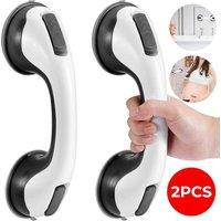 NESTLUNE 2Pcs Support Handle Safety Suction Cup Grab Bar Shower in White