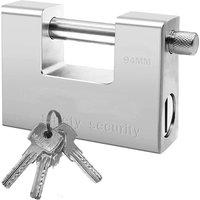 PAWNORA 94mm Heavy Duty Padlock & 4 Keys in Silver