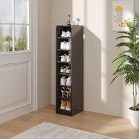 PAWNORA Wooden Shoes Storage Cabinet 7 Tier 42x26x104cm in Grey | Size: 42 x 26 x 104 cm
