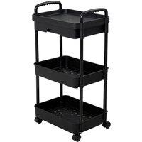 Kelvenix #A-3 Tiers on Wheelskitchen handcart in Black | Size: 0.6m2