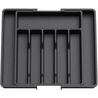 NESTLUNE Black Cutlery Drawer Organiser Extendable Utensil Tray | Size: 100 cm x 15 cm
