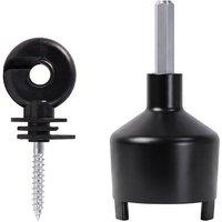 Traderight Electric Fence Screw Insulators 120pc Grooved PP+PE in Black