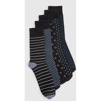 Burton Men's Dark Blue 5 Pack Patterned Socks