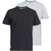 Duke Clothing Men's D555 Fenton Kingsize T-Shirt Pack of 2 in True Black | Size: 3XL