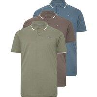 BadRhino Men's 3 Pack Tipped Polo Shirt in Green | Size: 7-8XL
