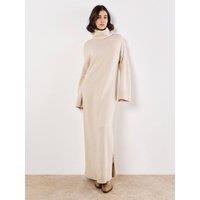 Apricot Women's Roll Neck Jumper Maxi Dress in Stone | Size: 8