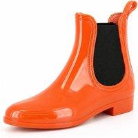 Spot On Women's Chelsea Style Ankle Wellington Boots in Tangerine | Size: 5