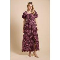 Dorothy Perkins Women's DP Luxe Puff Sleeve Chiffon Maxi Dress in Red | Size: 14