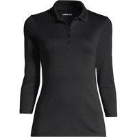 Lands' End Women's Petite Three-Quarter Sleeve Supima Polo Shirt in Black | Size: XS