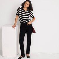 Lands' End Women's Tall Recover Straight Leg Jeans, High Waisted - Black/White in Black | Size: 14-16XL
