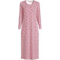 Lands' End Women's Long Sleeve Mid Calf, Pure Cotton Nightdress in Dark Pink | Size: Medium