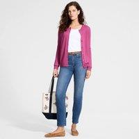Lands' End Women's Merino Crew Neck Cardigan in Pink | Size: Medium
