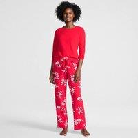Lands' End Women's Cotton Jersey Pyjama Set in Red | Size: Small