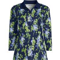Lands' End Women's Petite Three-Quarter Sleeve Supima Polo Shirt in Dark Blue | Size: Large