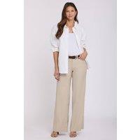 NYDJ Women's 5 Pocket Wide Leg Trouser In Stretch Linen With Super High Rise in Beige | Size: 8