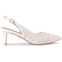 Carvela Women's 'Positano Lace Sling Low 2' Fabric Heels in Cream | Size: 8