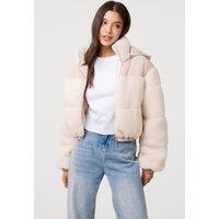 Pink Vanilla Women's Off White Teddy Coat with Hood in Cream | Size: Medium