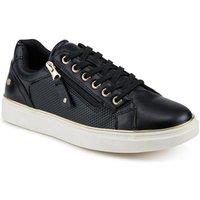 Pavers Women's Wide Fit Zip & Lace Trainers With Grip Sole in Black | Size: 3