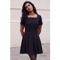 Roman Women's Square Neck Panel Dress in Black | Size: 10