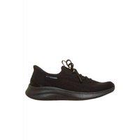 Skechers Women's Ultra Flex 4.0 Stretch Knit Fixed Lace Slip-Ins Trainers Black | Size: 5