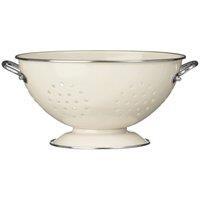 Orsina Cream Enamel Colander, Durable Metal Strainer With Twin Handles & Glossy Finish, Ideal For Draining