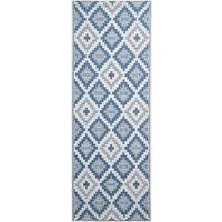 Homescapes Luxury Outdoor Rug Waterproof Reversible for Garden, Blue Mia Aztec | Size: 75 cm x 200 cm