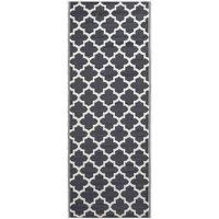 Homescapes Luxury Outdoor Rug Waterproof Reversible, Black Nola Geometric | Size: 75 cm x 200 cm