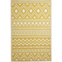 Homescapes Luxury Outdoor Rug Waterproof Reversible for Garden, Yellow Anna Aztec | Size: 150 cm x 240 cm