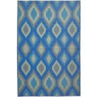 Homescapes Luxury Outdoor Rug Waterproof Reversible for Garden, Blue Amber Ikat | Size: 180 cm x 270 cm