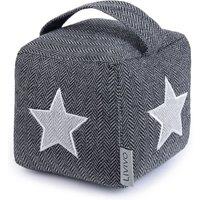 LIVIVO Weighted Door Stopper Star Fabric Door Stop Cube Grey White Door Stop for Indoor Doors Decorative Design