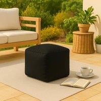 Homes-Linen Waterproof Bean Bag Footstool Cube 40x40cm Made in UK in Black | Size: 40x40 cm