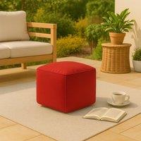 Homes-Linen Waterproof Bean Bag Footstool Cube 40x40cm Made in UK in Red | Size: 40x40 cm
