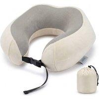 Lugg Travel Pillow with Storage Bag - Soft Neck Support in Beige