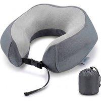Lugg Travel Pillow with Storage Bag - Soft Neck Support in Grey