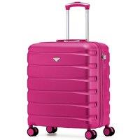 Flight Knight Lightweight Travel Suitcase 56x45x25cm|Hard Shell Carry On Luggage in Pink | Size: Cabin
