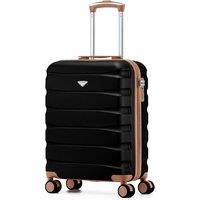 Flight Knight Lightweight Travel Suitcase 55x40x20cm | Hard Shell Carry On Luggage in Jet Black | Size: Cabin
