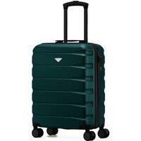 Flight Knight Lightweight Travel Suitcase 55x40x20cm | Hard Shell Carry On Luggage in Dark Green | Size: Cabin